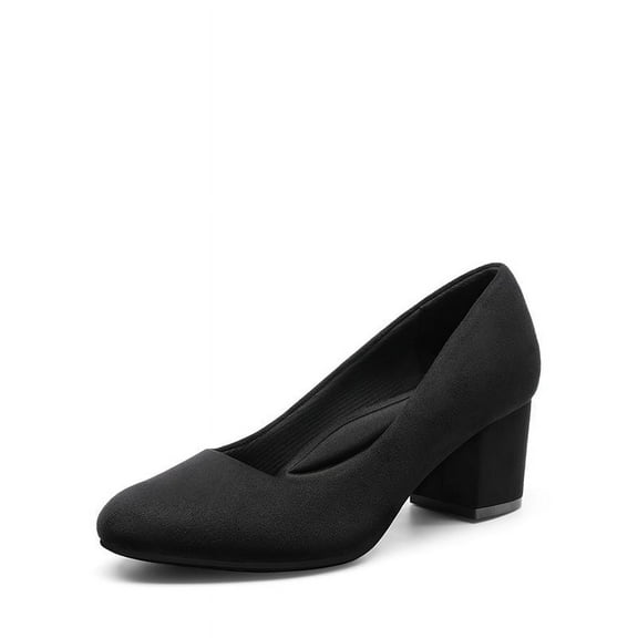 DREAM PAIRS Women's Pumps Low Chunky Block Heel Dress Shoes Closed Round Toe Comfortable Heels