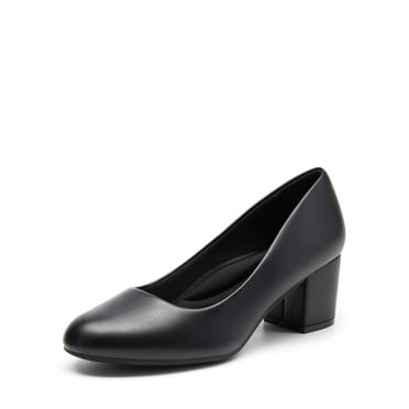 DREAM PAIRS Women's Pumps Low Chunky Block Heel Dress Shoes Closed Round Toe Comfortable Heels