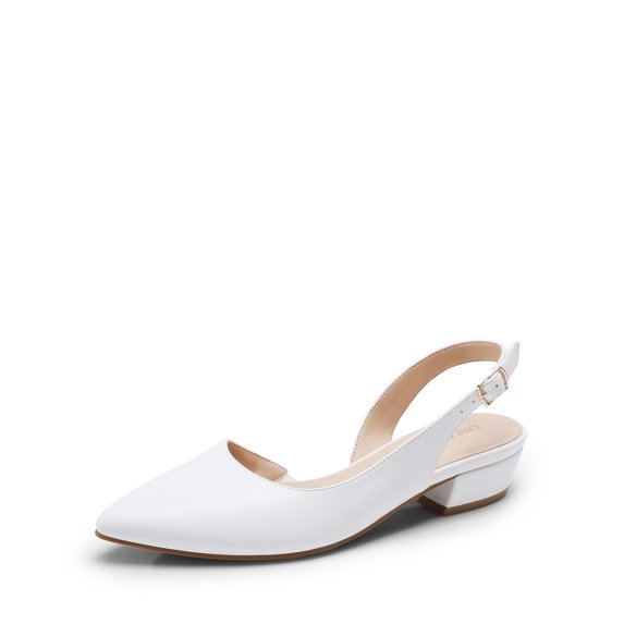 DREAM PAIRS Women's Pumps Slingback Kitten Low Block Heels Pointed Toe Wedding Party Dress Shoes for Women