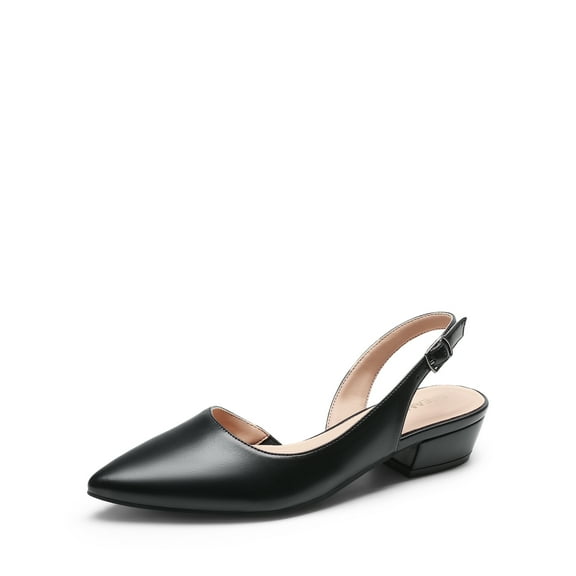 DREAM PAIRS Women's Pumps Slingback Kitten Low Block Heels Pointed Toe Wedding Party Dress Shoes for Women