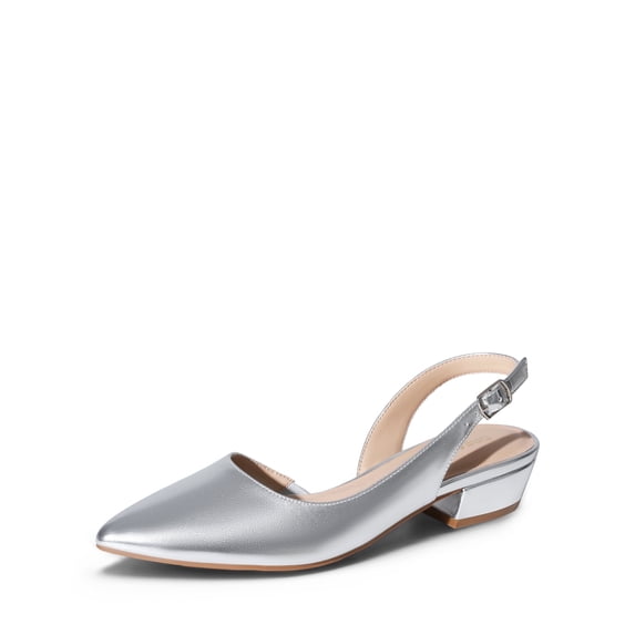 DREAM PAIRS Women's Pumps Slingback Kitten Low Block Heels Pointed Toe Wedding Party Dress Shoes for Women