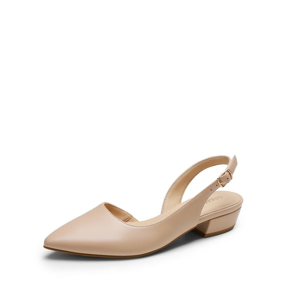 DREAM PAIRS Women's Pumps Slingback Kitten Low Block Heels Pointed Toe Wedding Party Dress Shoes for Women