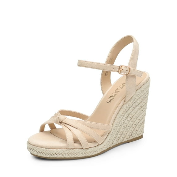 BURUDANI Women's Raffia-Wrapped Stylish Espadrilles Wedges