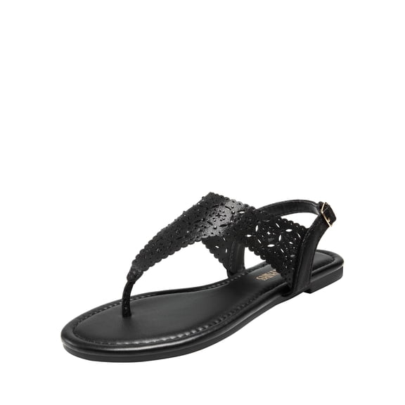 DREAM PAIRS Women's Rhinestone Casual Wear Cute Gladiator Flat Sandals Beach Dressy T-Strap Thong Sandals