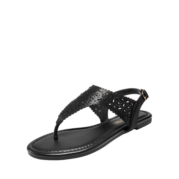 DREAM PAIRS Women's Rhinestone Casual Wear Cute Gladiator Flat Sandals Beach Dressy T-Strap Thong Sandals