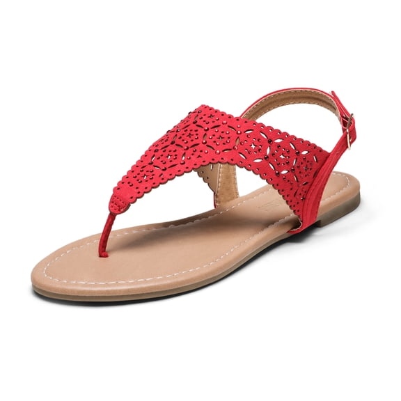 DREAM PAIRS Women's Rhinestone Casual Wear Cute Gladiator Flat Sandals Beach Dressy T-Strap Thong Sandals