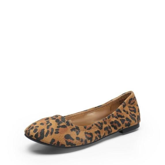 DREAM PAIRS Women's Round Toe Ballet Flats Slip On Comfortable Ballerina Walking Flats Shoes LEOPARD Size 7
