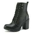 thumbnail image 1 of Dream Pairs Women's Silverado Chunky Heel Ankle Boots Lace Up Combat Booties with Side Zipper, 1 of 4