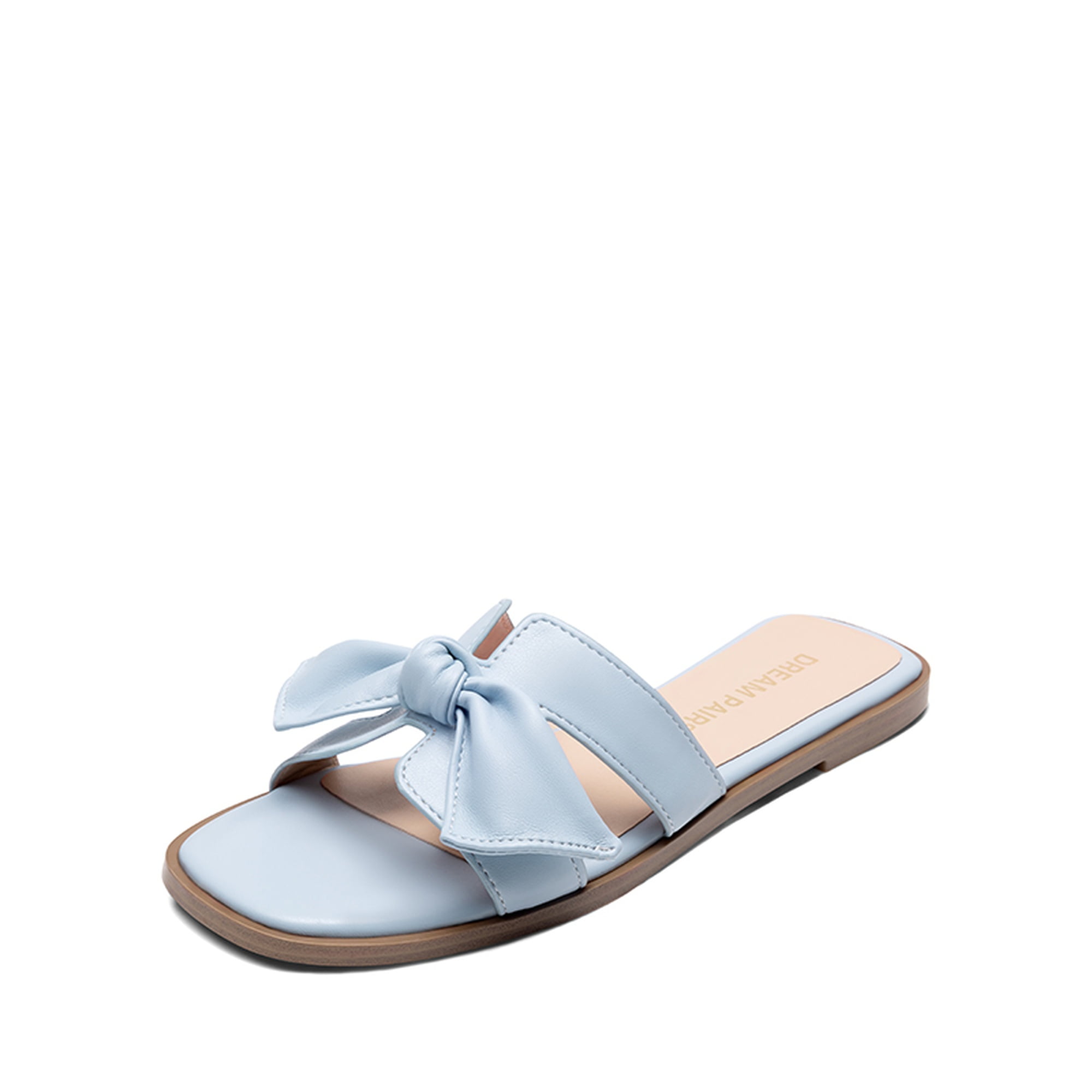 DREAM PAIRS Women's Slide Sandals – Knotted Bow H Band Flat Slip