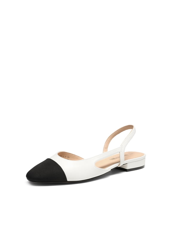 Women’s Slingback Flats Square Toe Low Heel Dress Shoes for Work Office and Casual Wear