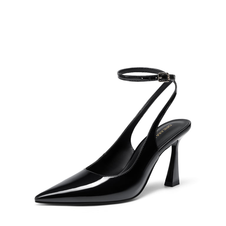 ladies slingback dress shoes FLORAL Eva Women's Wide Width Slingback Dress Pumps Black / 6 E