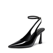 DREAM PAIRS Womens Slingback Heels Pointed Toe Block Heel Pumps Closed Toe Adjustable Strap Office Work Dress Shoes for Daily Wear