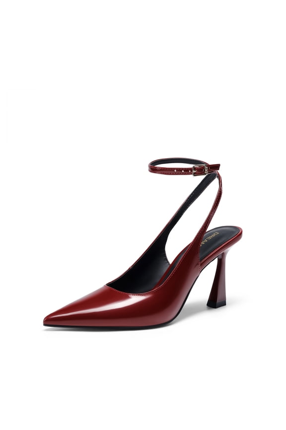 Women's Slingback Heels Pointed Toe Block Heel Pumps Closed Toe Adjustable Strap Office Work Dress Shoes for Daily Wear