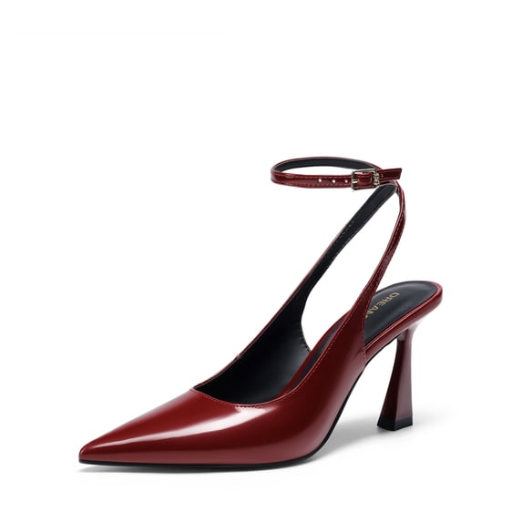 DREAM PAIRS Women's Slingback Heels Pointed Toe Block Heel Pumps Closed Toe Adjustable Strap Office Work Dress Shoes for Daily Wear