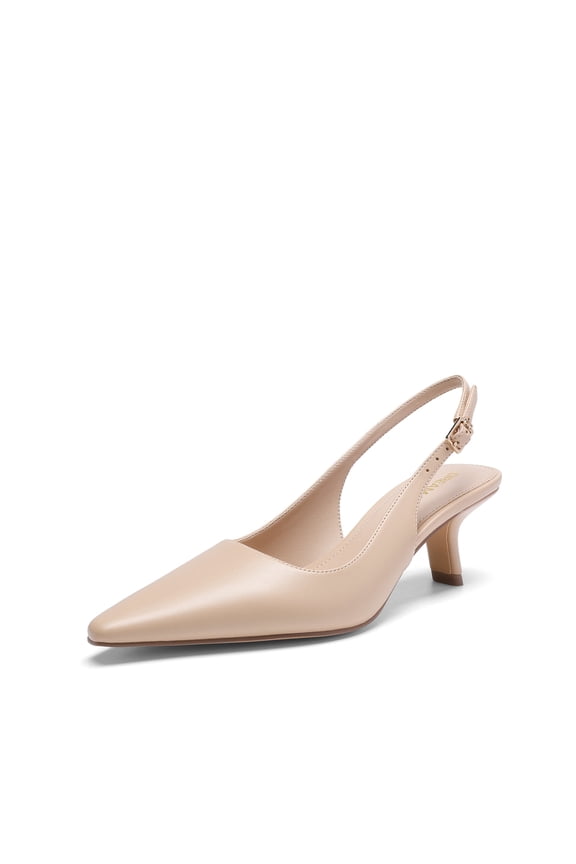Women's Slingback Kitten Heels - 2.36 Inch Low Heel Pointed Toe Pumps, Comfortable Closed Toe Dress Shoes for Office Work, Classic Holiday Heels