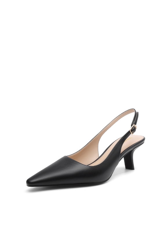Women's Slingback Kitten Heels - 2.36 Inch Low Heel Pointed Toe Pumps, Comfortable Closed Toe Dress Shoes for Office Work, Classic Holiday Heels