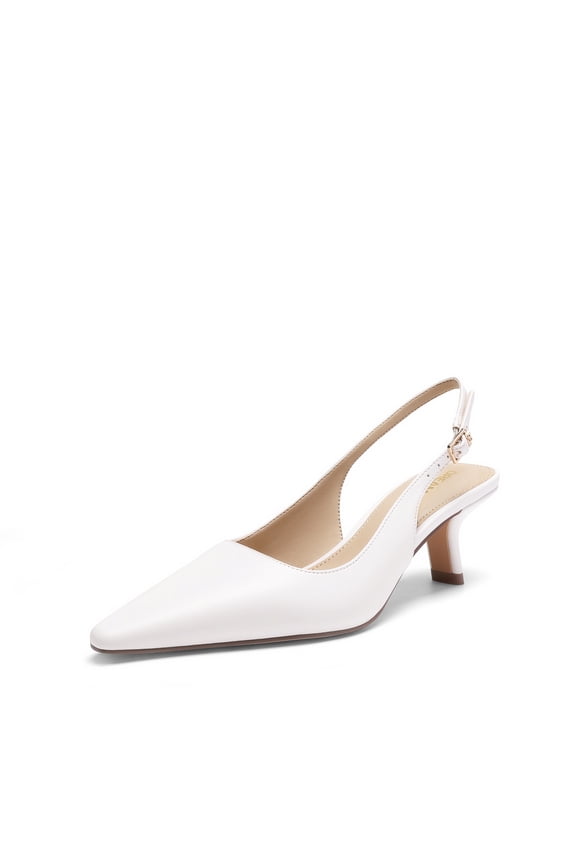 Women's Slingback Kitten Heels - 2.36 Inch Low Heel Pointed Toe Pumps, Comfortable Closed Toe Dress Shoes for Office Work, Classic Holiday Heels