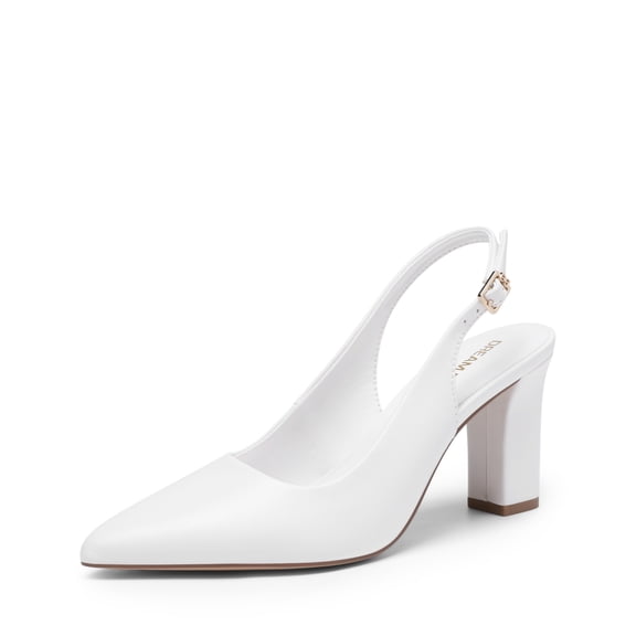 DREAM PAIRS Womens Slingback High Chunky Heels Pumps High Block Heels Pointed Toe Closed Toe Comfortable Dress Shoes for Work Office Business