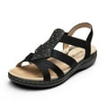 thumbnail image 1 of DREAM PAIRS Women's Slingback Sandals Comfortable Cushion Open Toe Summer Flat Sandals with Arch Support Black Size 6, 1 of 8