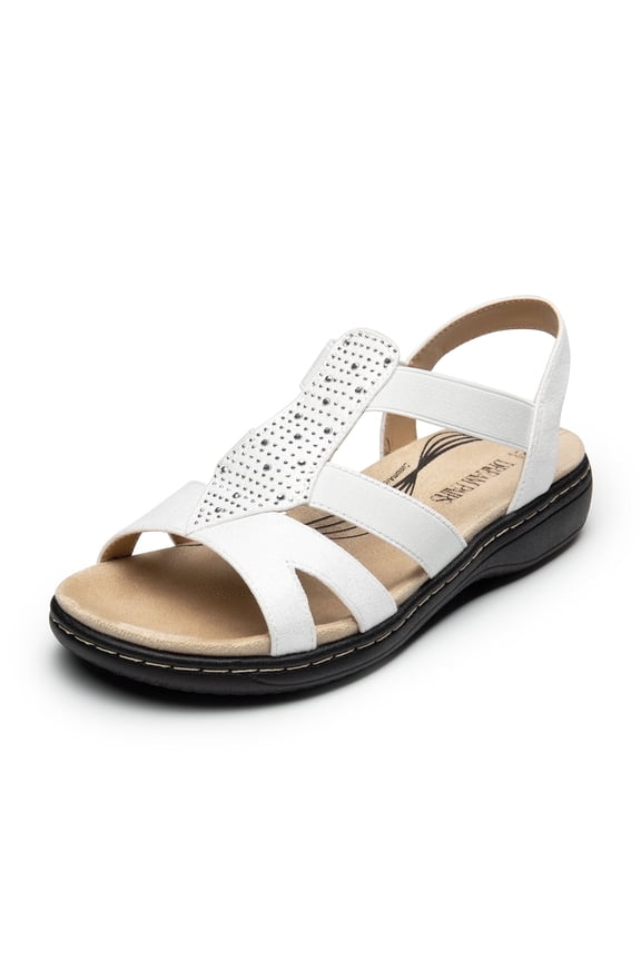 Women's Slingback Sandals Comfortable Cushion Open Toe Summer Flat Sandals with Arch Support White Size 8