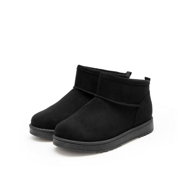 Dream Pairs Fluffy Warm Suede Women's Slip-on Ankle Winter Snow Boots, Black