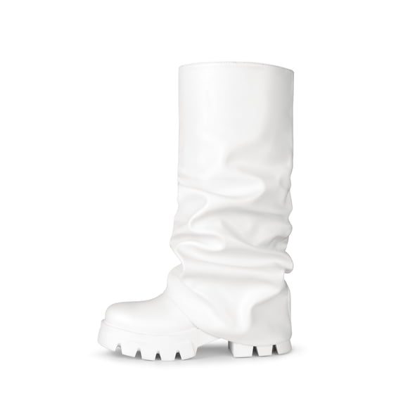 DREAM PAIRS Women's Slouch Mid-Calf Boots, Ruched Fold-Over Platform Boots, Trendy Chunky Heel Tall Boots for Party, Club and Everyday Wear