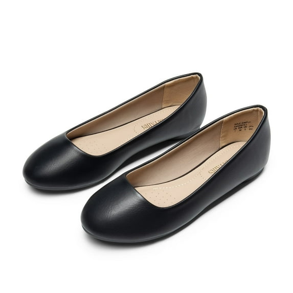 BURUDANI Women's Ballerina Walking Flats Shoes BLACK/PU Size 9