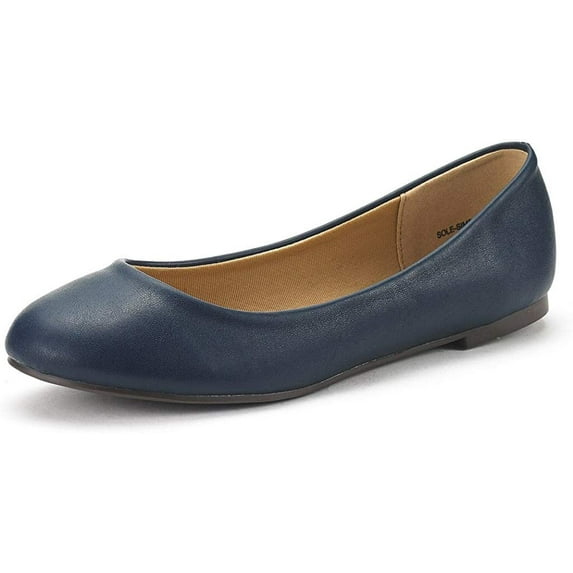 DREAM PAIRS Women's Sole-Simple Ballerina Walking Flats Shoes SOLE-SIMPLE NAVY/PU Size 6.5