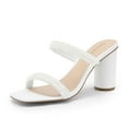 thumbnail image 1 of DREAM PAIRS Women's Square Open Toe Block Heels Two Strap Slip On High Heeled Slides Sandals, 1 of 7