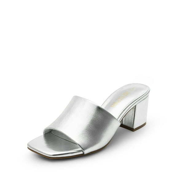 DREAM PAIRS Women's Square Open Toe Heels Sandals Low Block Chunky Heeled Sandals Slide Sandals Slip on Comfortable Casual Pumps Shoes