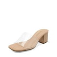 thumbnail image 1 of DREAM PAIRS Women's Square Open Toe Heels Sandals Low Block Chunky Heeled Sandals Slide Sandals Slip on Comfortable Casual Pumps Shoes, 1 of 8
