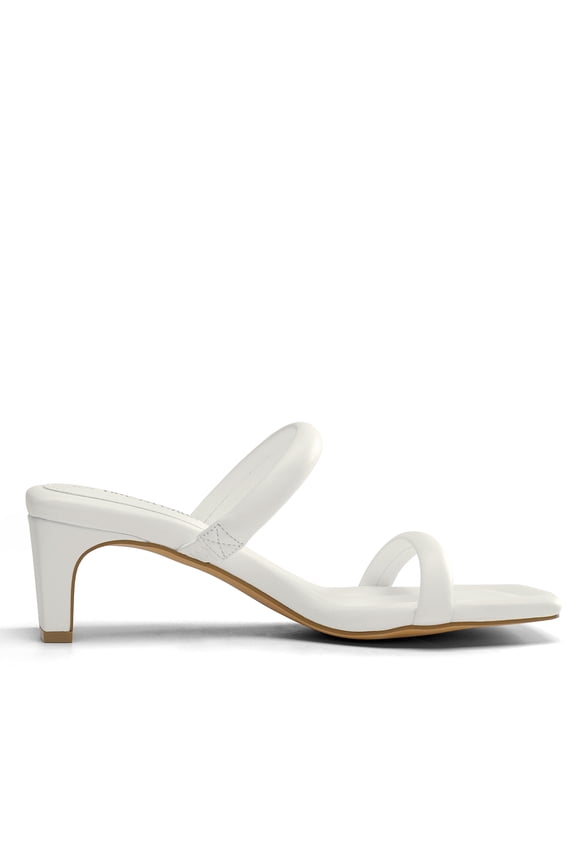 Women's Square Toe Heels for Women Two Strap Open Toe Low Block Chunky Heels Sandals Dress Pumps Shoes
