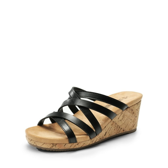 Dream Pairs Women’s Dressy Cork Platform Wedge Sandals, Comfortable Strappy Summer Slide Sandals