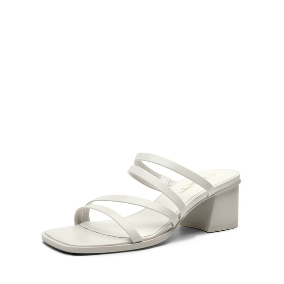 DREAM PAIRS Women's Strappy Heels Block Open Toe Low Heel Chunky Mules Sandals Dress Shoes