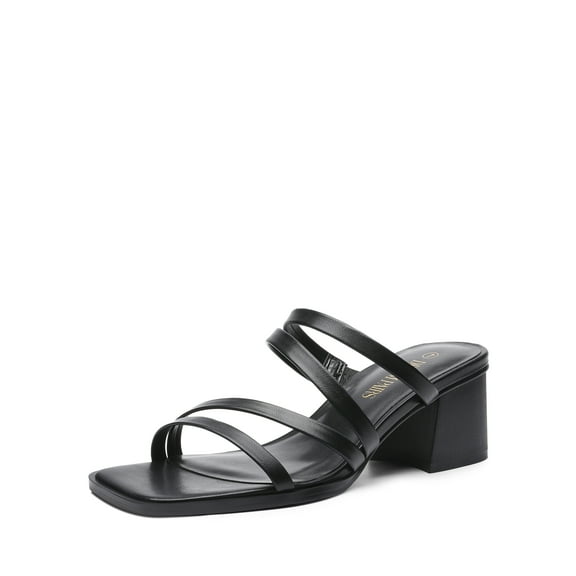 DREAM PAIRS Women's Strappy Heels Block Open Toe Low Heel Chunky Mules Sandals Dress Shoes