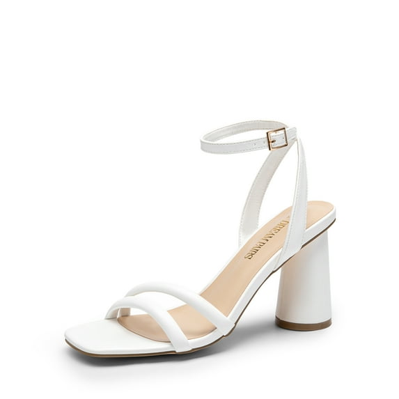 DREAM PAIRS Women's Strappy Round Heels Open Square Toe Ankle Strap Party Sandals Dress Shoes