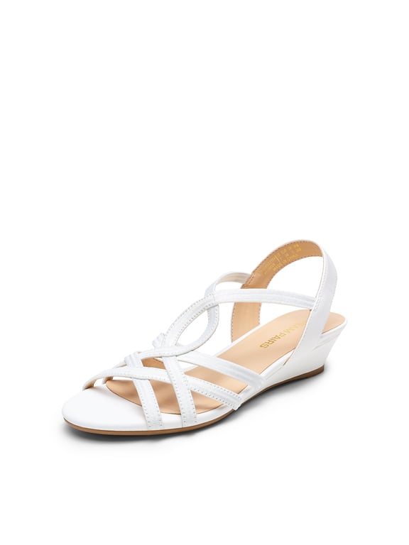 Women's Strappy Wrapped Slip On Dressy Wedge Sandals Comfortable Low Heel Casual Summer Shoes