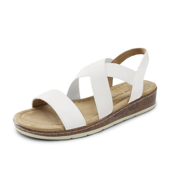 DREAM PAIRS Women's Summer Dressy Low Wedge Heels Comfortable Slip on Casual Flat Sandals for Walking Vacation