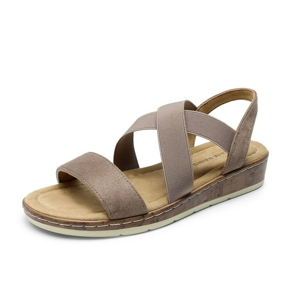 DREAM PAIRS Women's Summer Dressy Low Wedge Heels Comfortable Slip on Casual Flat Sandals for Walking Vacation
