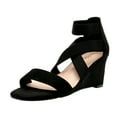 thumbnail image 1 of DREAM PAIRS Women's Summer Open Toe Wedge Sandals Ankle Strap Platform Sandals INNIS-1 BLACK Size 9, 1 of 5