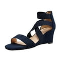 thumbnail image 1 of DREAM PAIRS Women's Summer Open Toe Wedge Sandals Ankle Strap Platform Sandals INNIS-1 NAVY Size 8.5, 1 of 5
