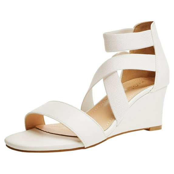 DREAM PAIRS Women's Summer Open Toe Wedge Sandals Ankle Strap Platform Sandals INNIS-1 WHITE Size 7.5