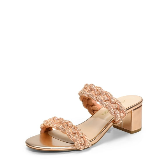 DREAM PAIRS Women's Two Braided Strap Low Heels for Women Open Toe Block Chunky Heels Sandals Holiday Party Wedding Dress Pumps Shoes