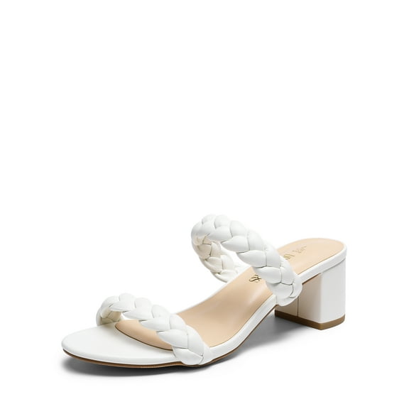 DREAM PAIRS Women's Two Braided Strap Low Heels for Women Open Toe Block Chunky Heels Sandals Holiday Party Wedding Dress Pumps Shoes