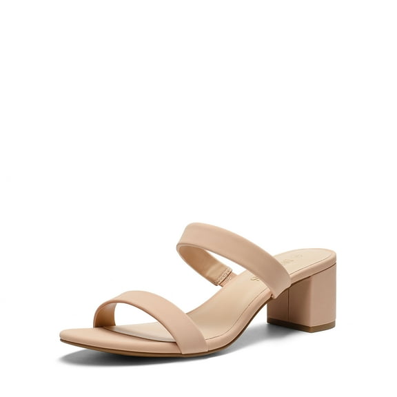 DREAM PAIRS Women's Two Strap Open Toe Low Block Chunky Heels Sandals Dress Pumps Shoes