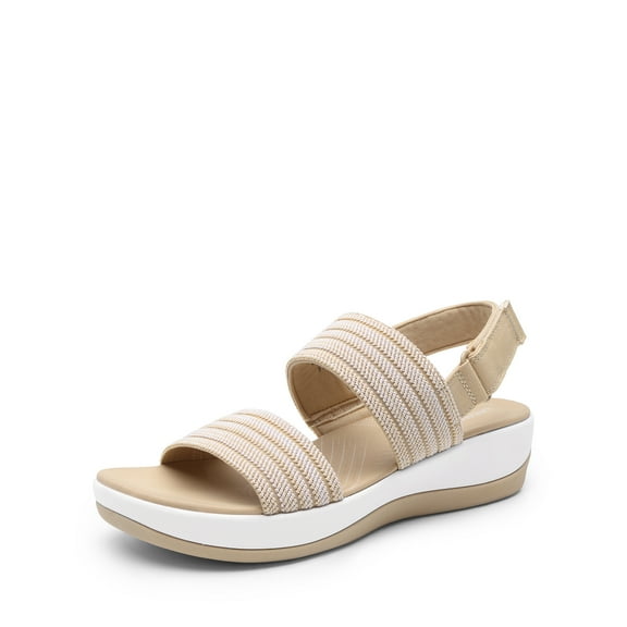 DREAM PAIRS Women's Walking Sandals Lightweight Soft Footbed Low Wedge Comfort Indoor Outdoor Flat Sandals