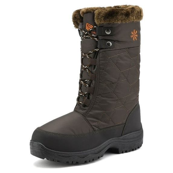 DREAM PAIRS Women's Warm Faux Lined Mid Calf Winter Snow Boots BROWN Size 11