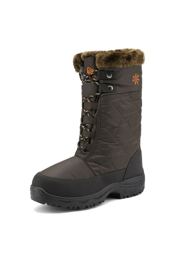 Women's Warm Faux Lined Mid Calf Winter Snow Boots BROWN Size 6