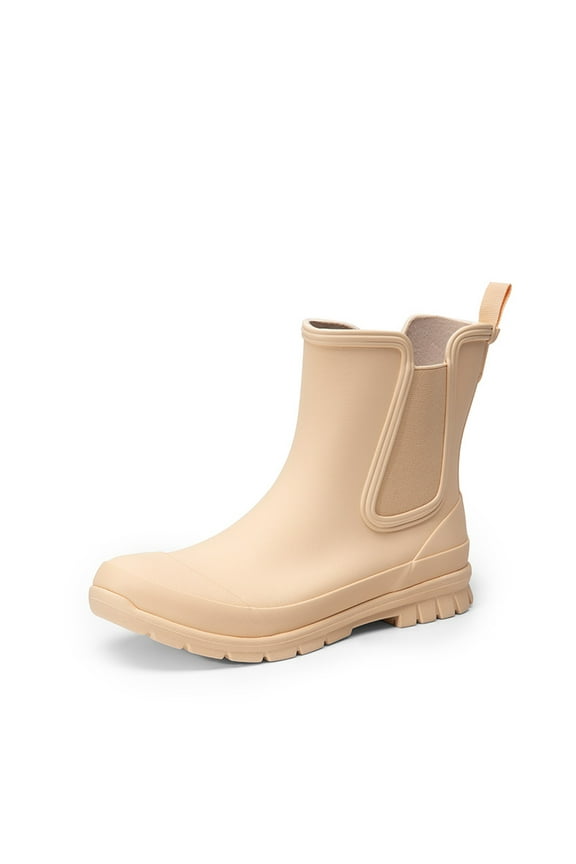 Women's Waterproof Chelsea Rain Boots, Slip-Resistant Ankle Rubber Boots for Outdoor Wear