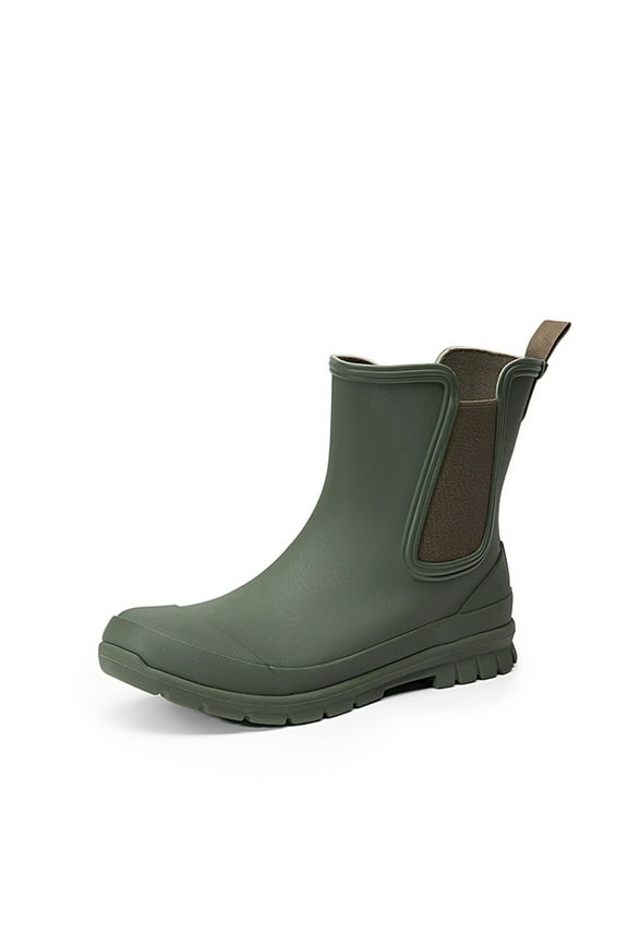 Women's Waterproof Chelsea Rain Boots, Slip-Resistant Ankle Rubber Boots for Outdoor Wear